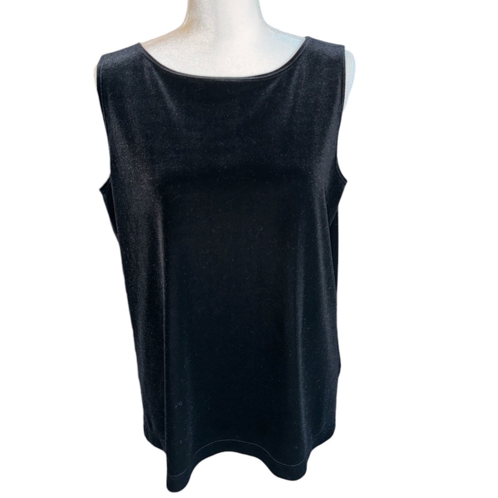 Chicos Black Velvet Sleeveless Tank Shell High Neckline #20